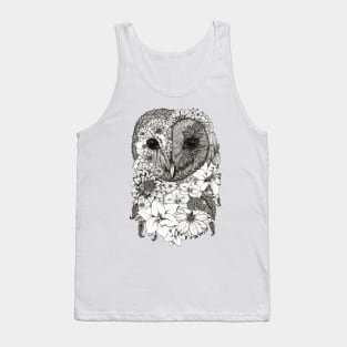 Floral Owl White Background Tank Top